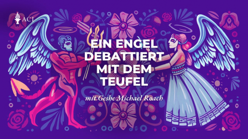 Ein Engel debattiert mit dem Teufel